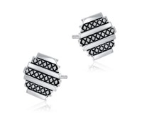 Beehive Designed Silver Ear Stud STS-5619